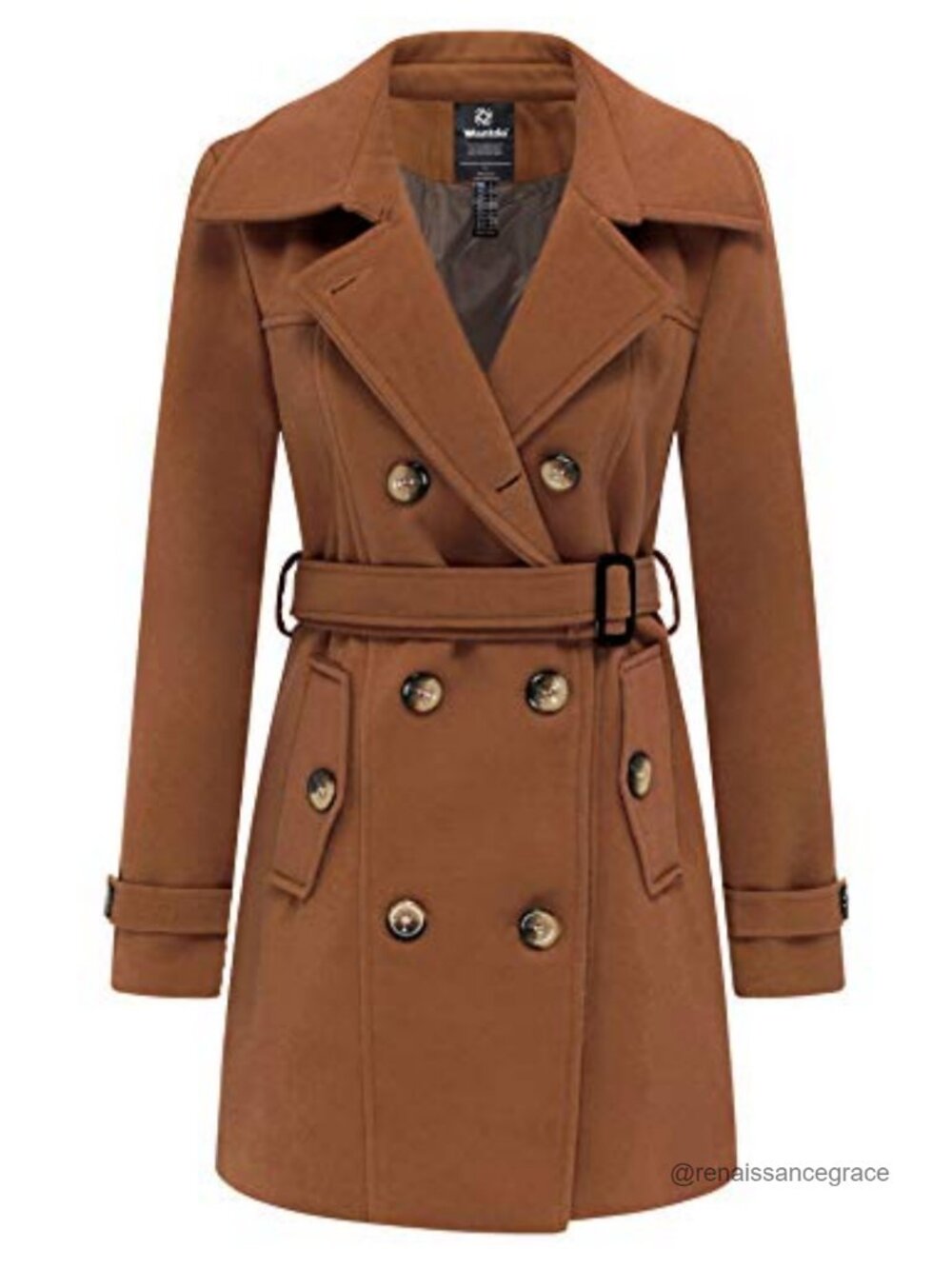 Wool Blend Double Breasted Pea Coat Winter Mid-Long Trench Coat